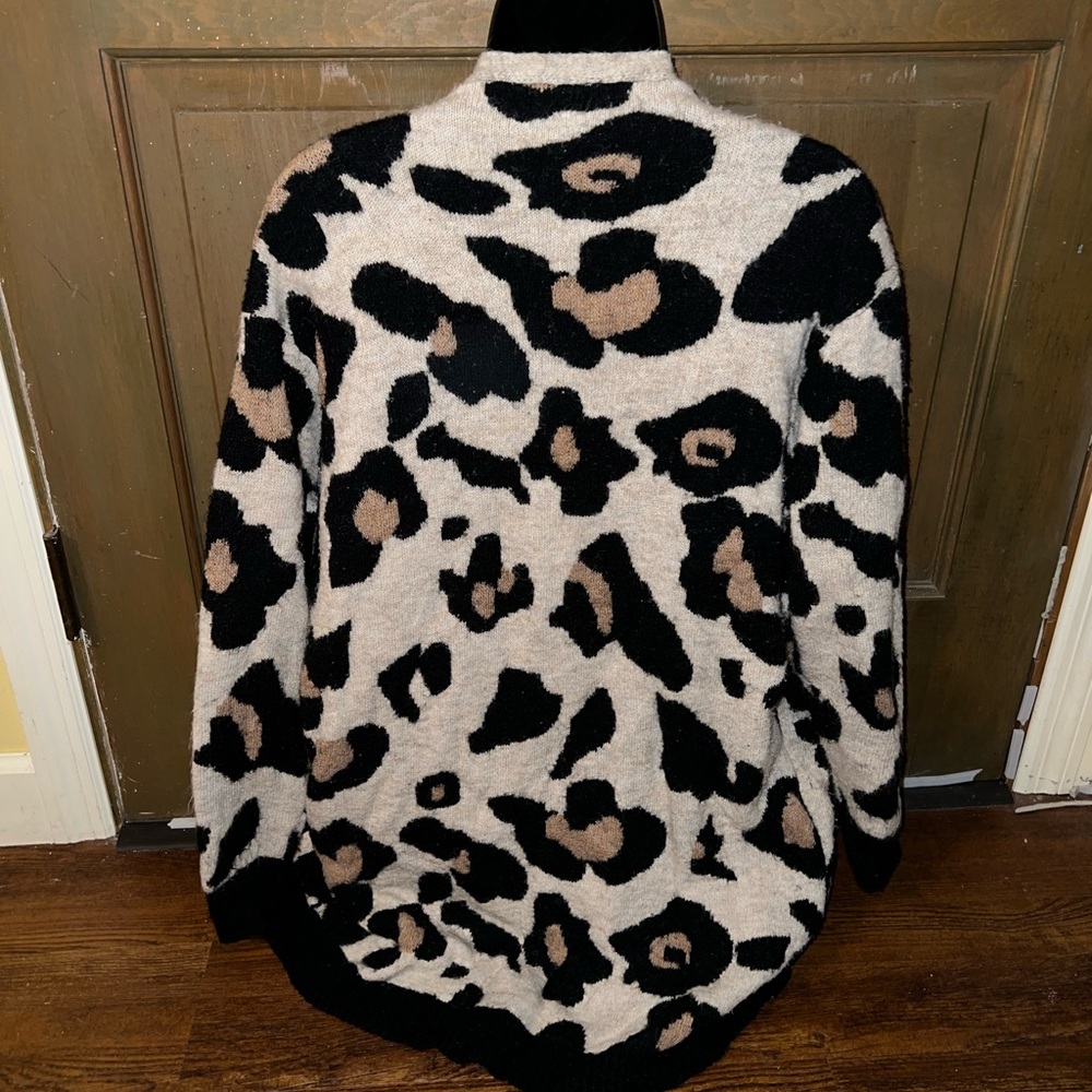 Altar’d State Y2K Boho Leopard Print Open Front Cardigan Knit Sweater Size S/M - Picture 5 of 8